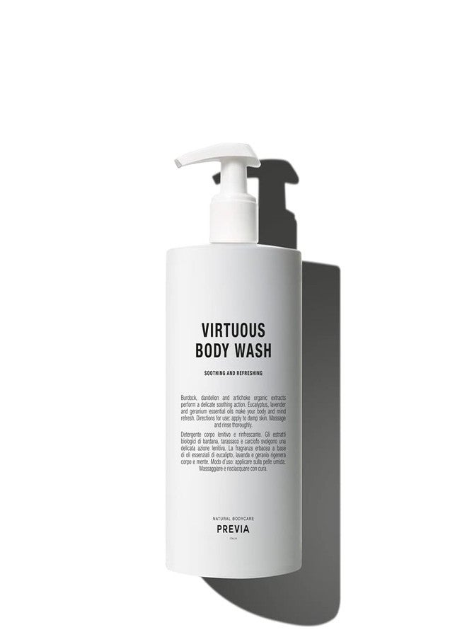PREVIA Virtuous Body Wash - Soothing Shower Gel for Sensitive Skin - Refreshing and Gentle Cleansing - With Eucalyptus, Lavender, and Geranium Essential Oils - 16.9 oz - Image 1